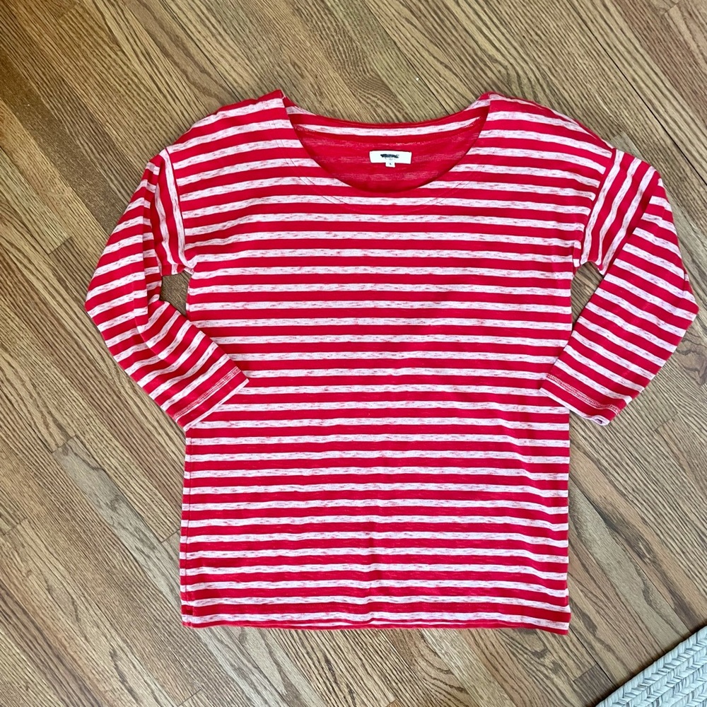 Madewell Red and White Striped Top Size Small